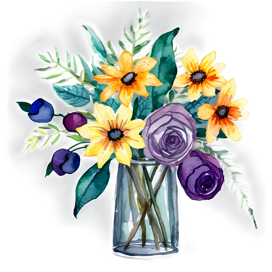 Watercolor Floral Bouquets Png Mnh