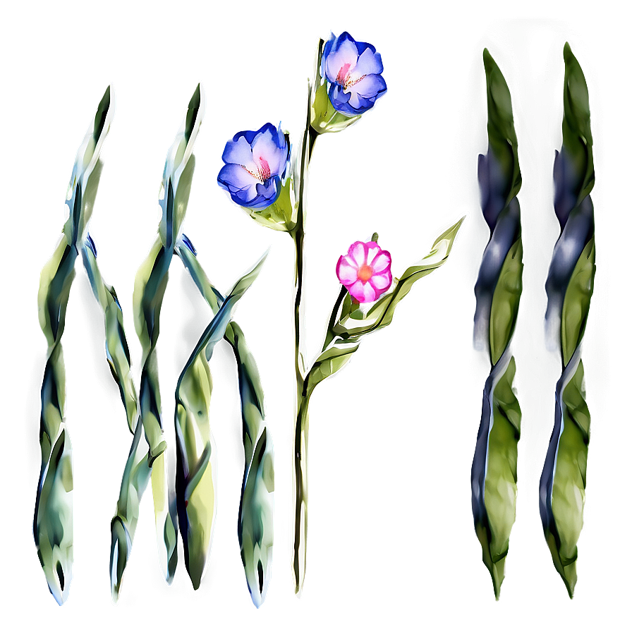 Watercolor Flower Stem Png Hnk