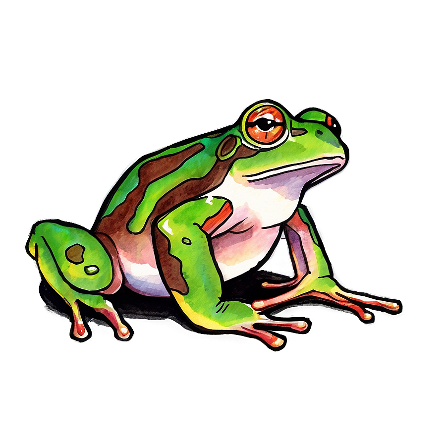 Watercolor Frog Painting Png 11