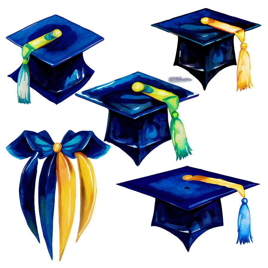 Watercolor Graduation Cap Clipart 06262024