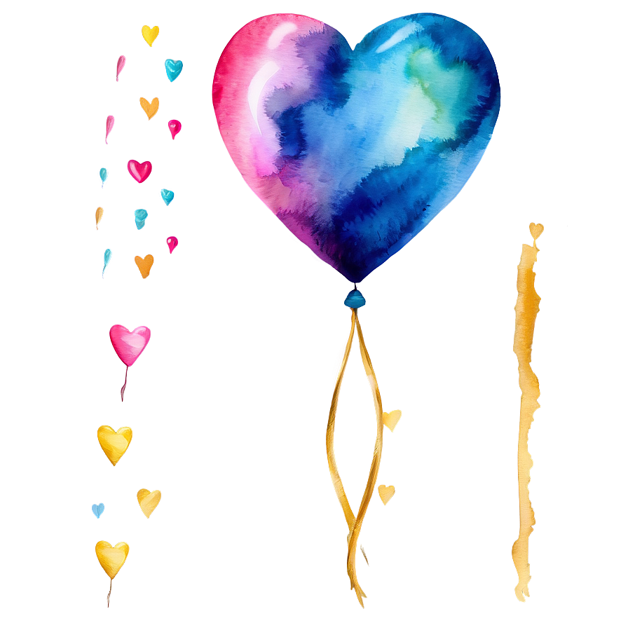 Watercolor Heart Balloon Png 36