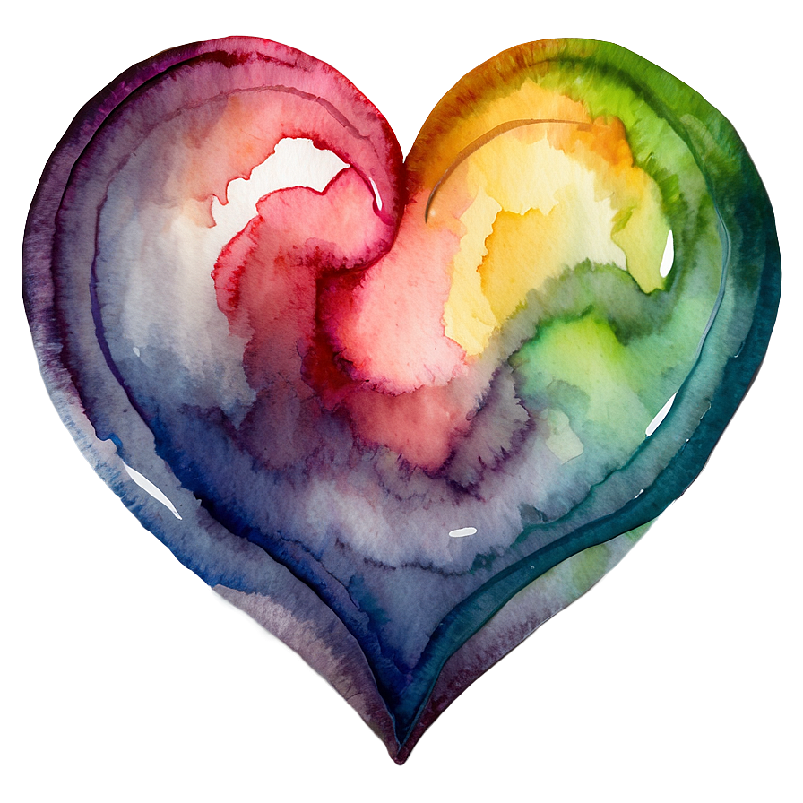 Watercolor Heart Painting Png Bpb