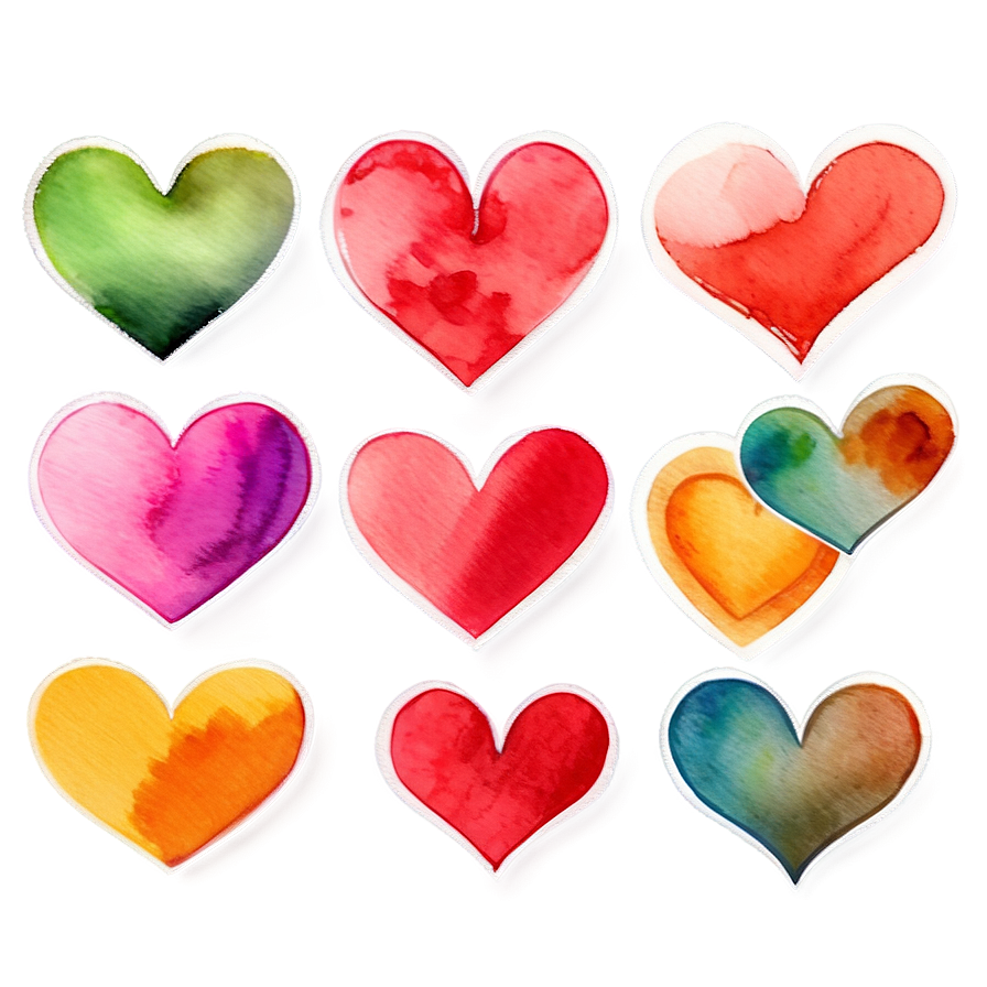 Watercolor Hearts Png Hvg