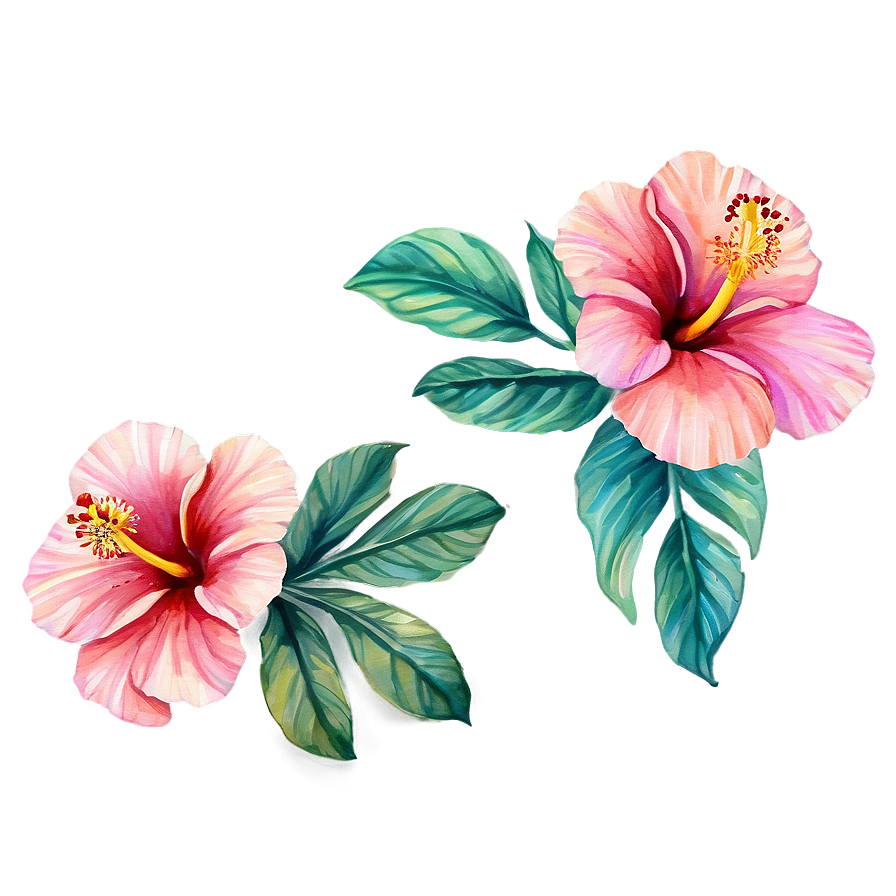 Watercolor Hibiscus Flowers Png 05252024