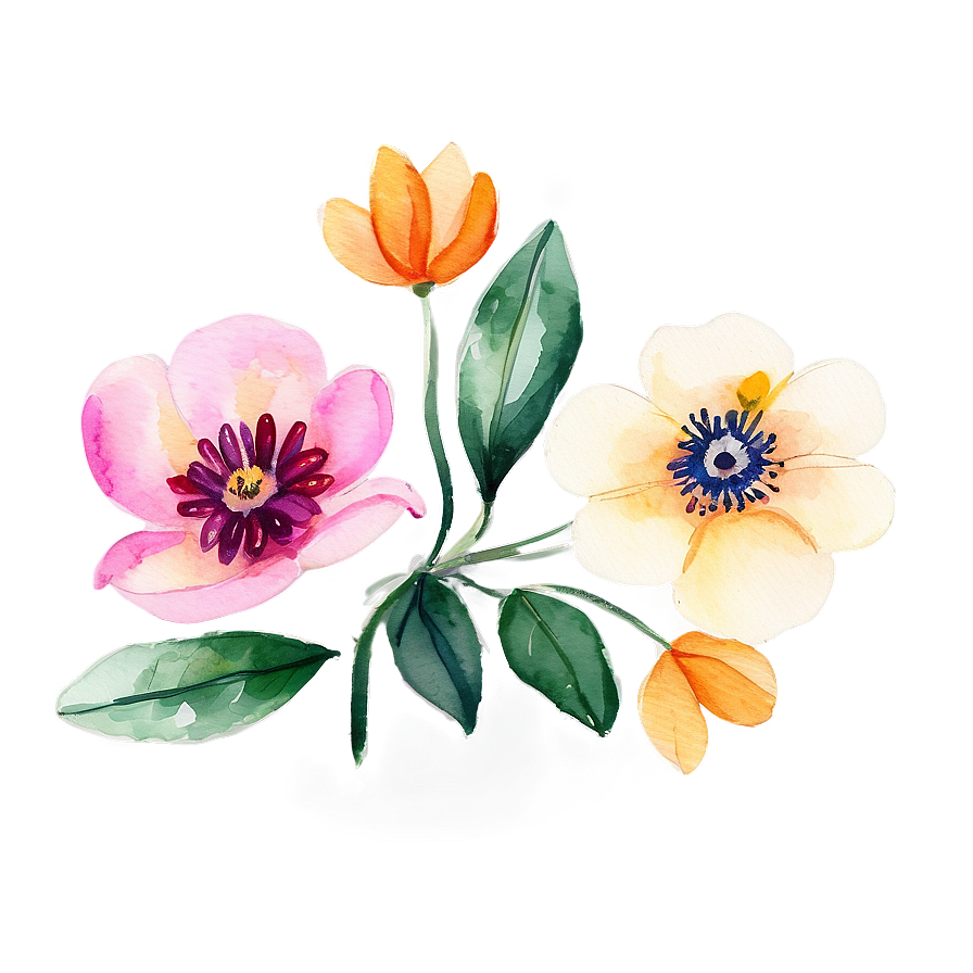 Watercolor Indie Flower Design Png 15