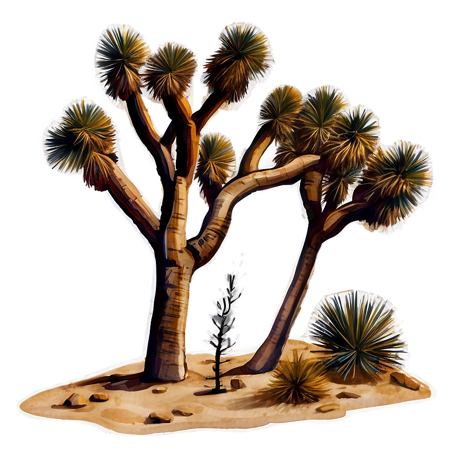 Watercolor Joshua Tree Scene Png Uog