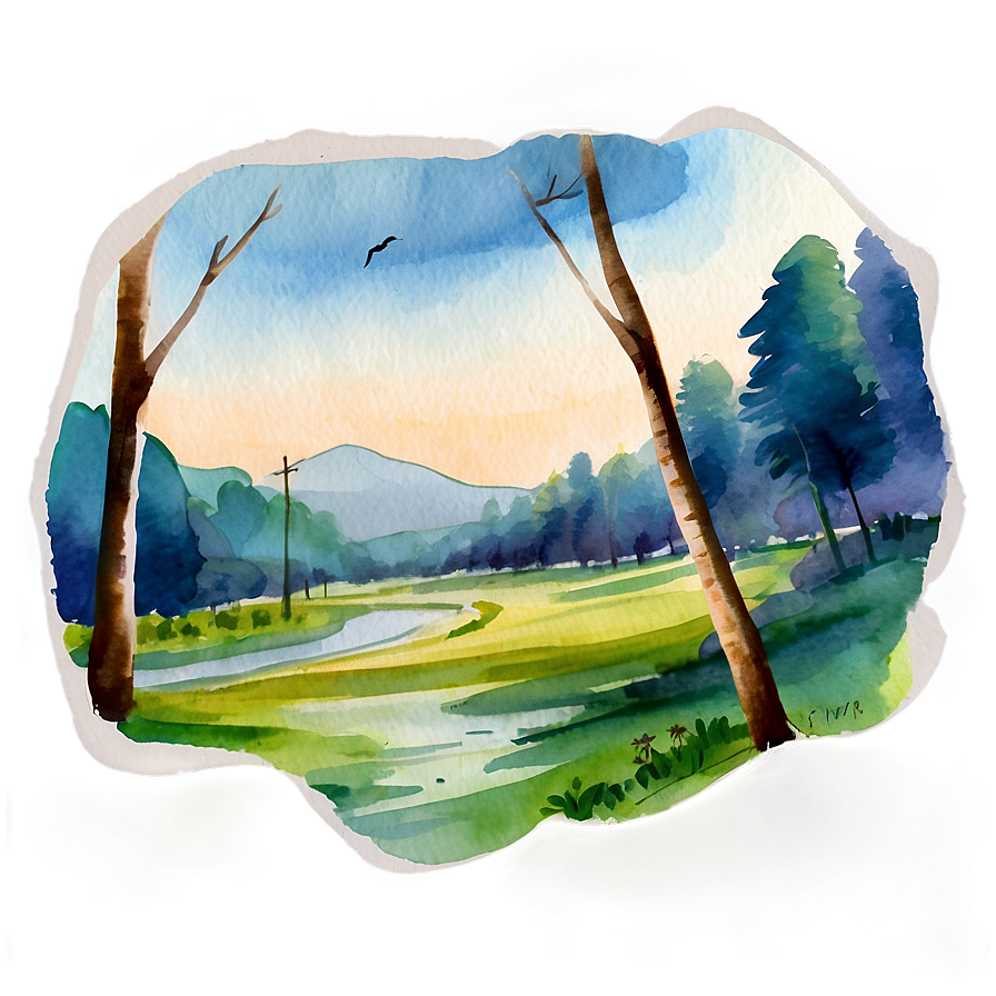 Watercolor Landscape Png Tlv42