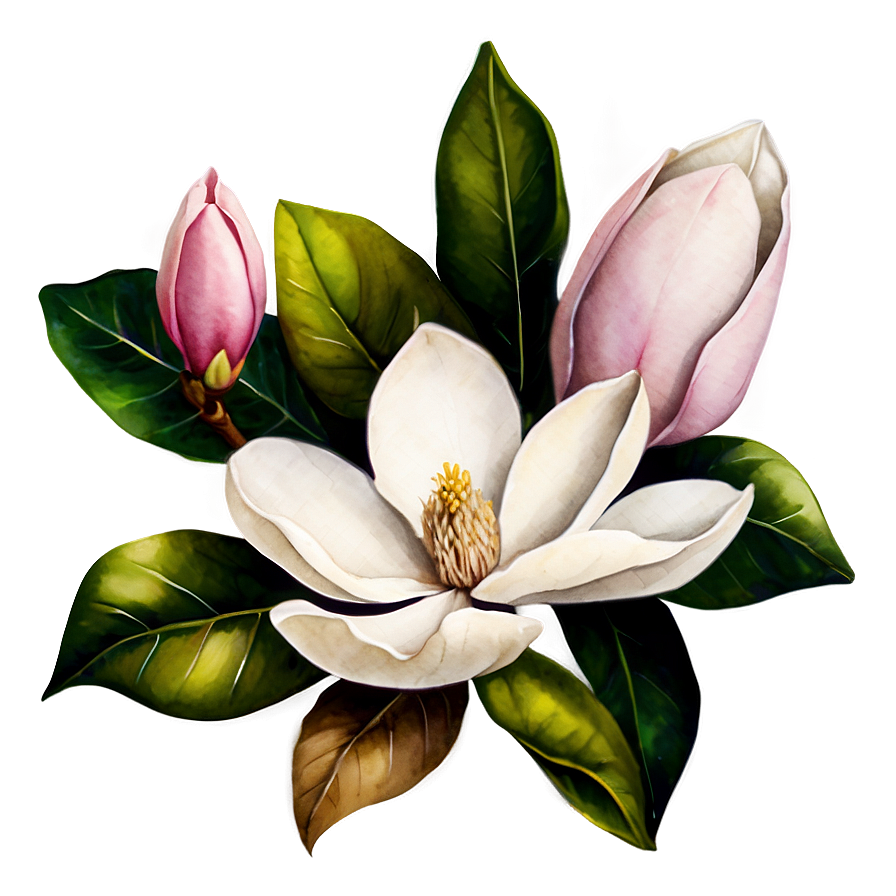 Watercolor Magnolia Flower Png Vjo