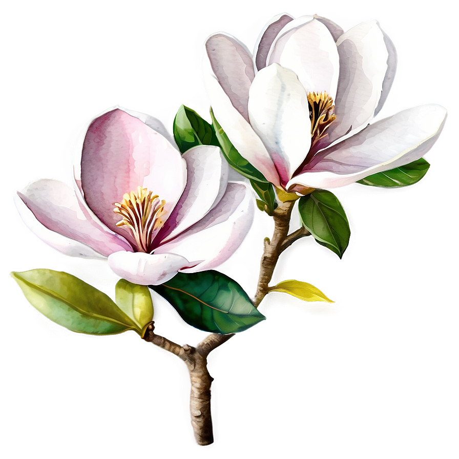 Watercolor Magnolia Tree Art Png 06212024