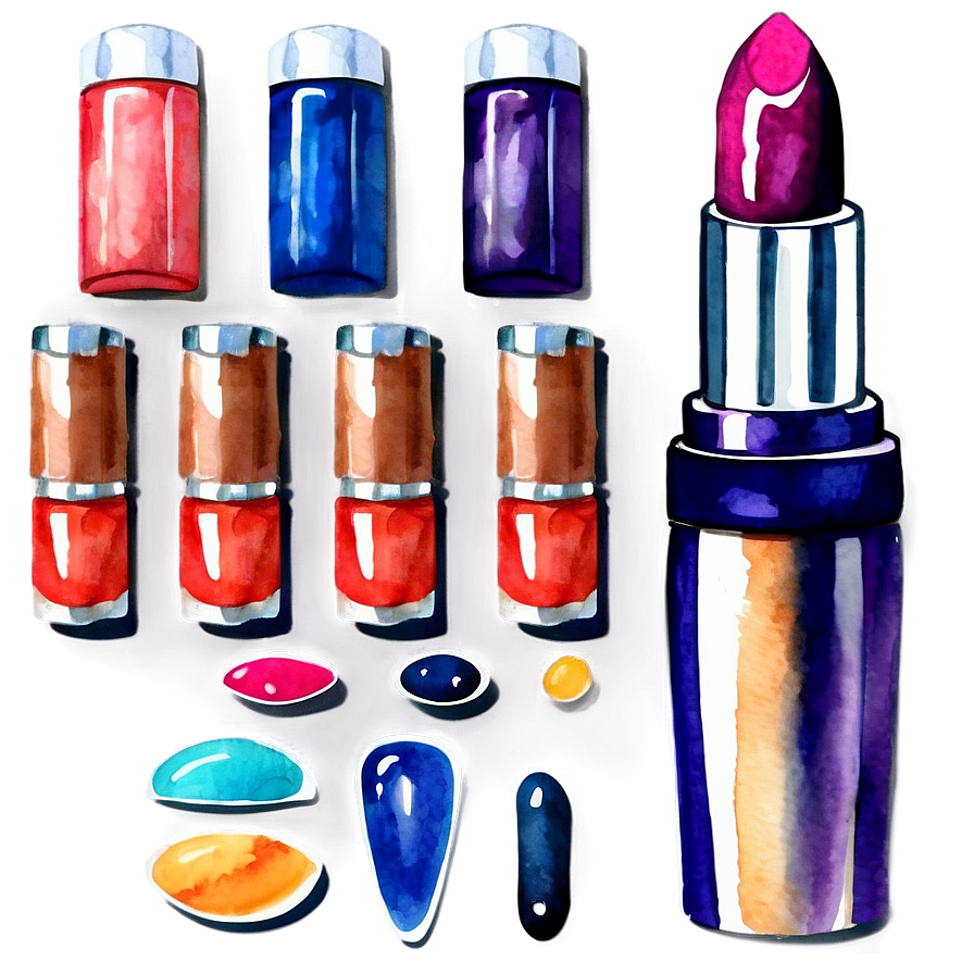 Watercolor Makeup And Cosmetics Png 33