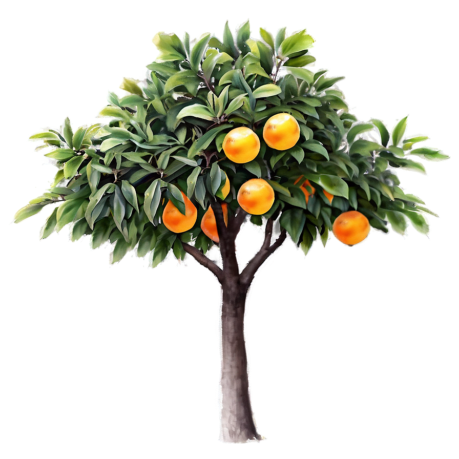 Watercolor Orange Tree Png Mft