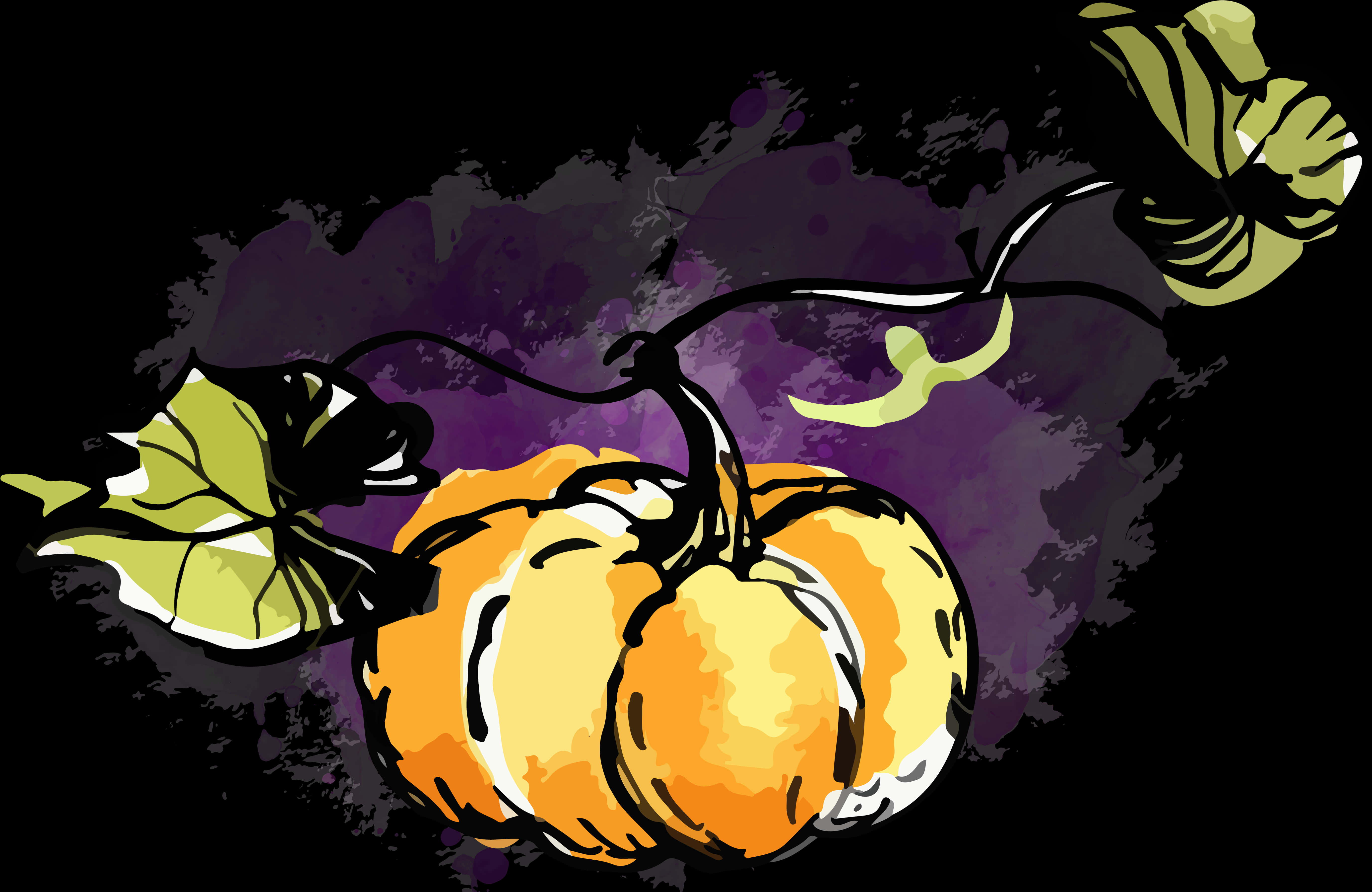 Watercolor Pumpkin Twilight Artwork