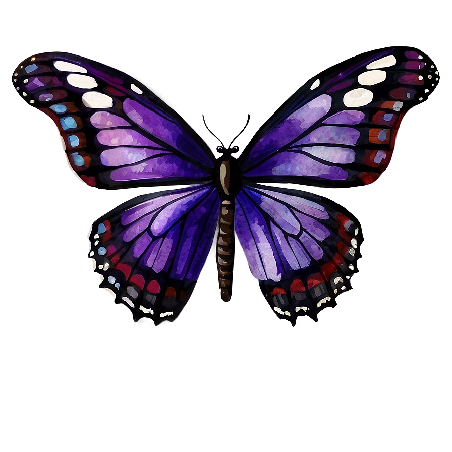 Watercolor Purple Butterfly Png 05232024