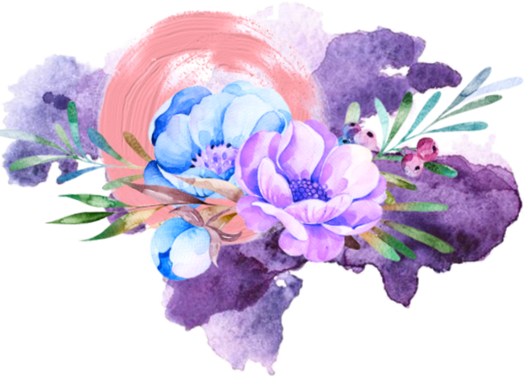 Watercolor Purple Floral Arrangement