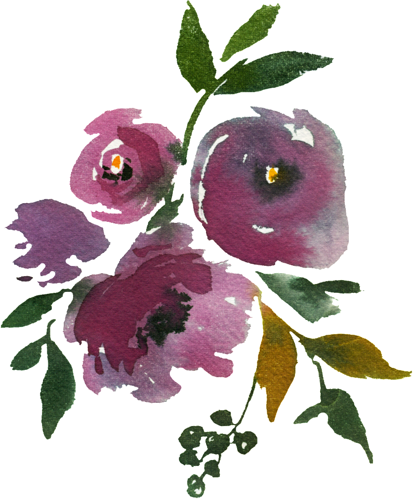 Watercolor Purple Flowers Artwork