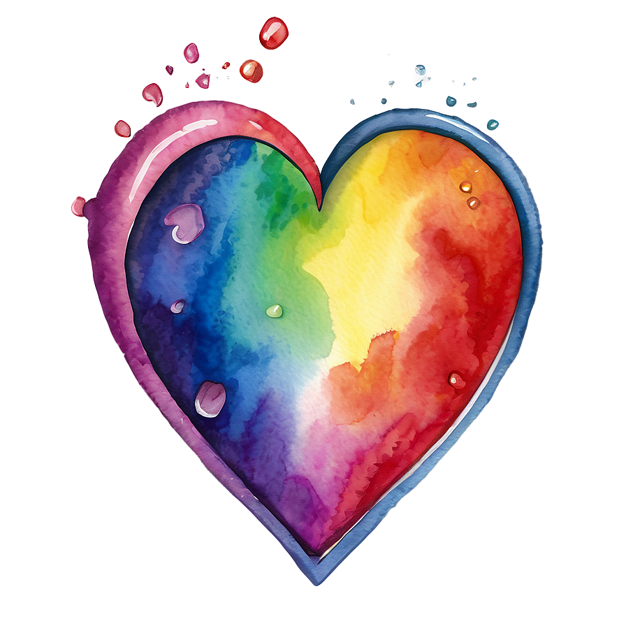 Watercolor Rainbow Heart Png 23