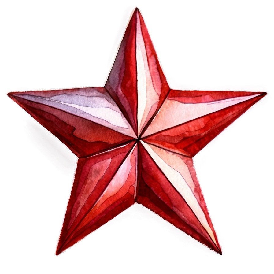 Watercolor Red Star Png 05232024