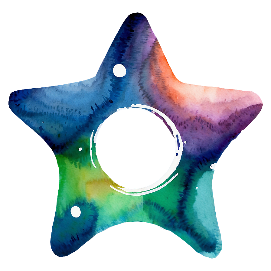 Watercolor Rounded Star Png 06132024