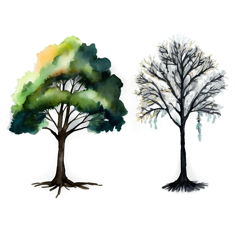 Watercolor Seasonal Trees Png 05032024