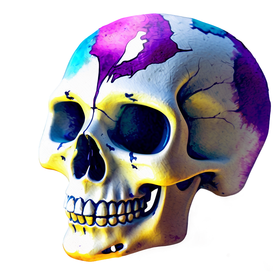 Watercolor Skull Painting Png C