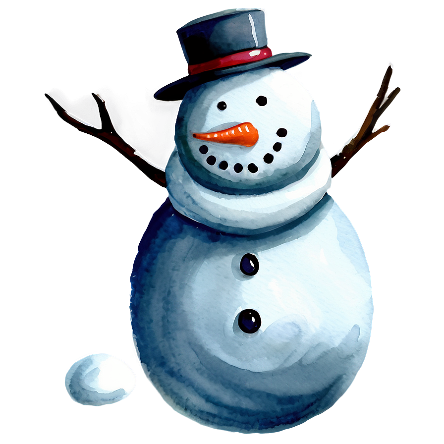 Watercolor Snowman Painting Png 4