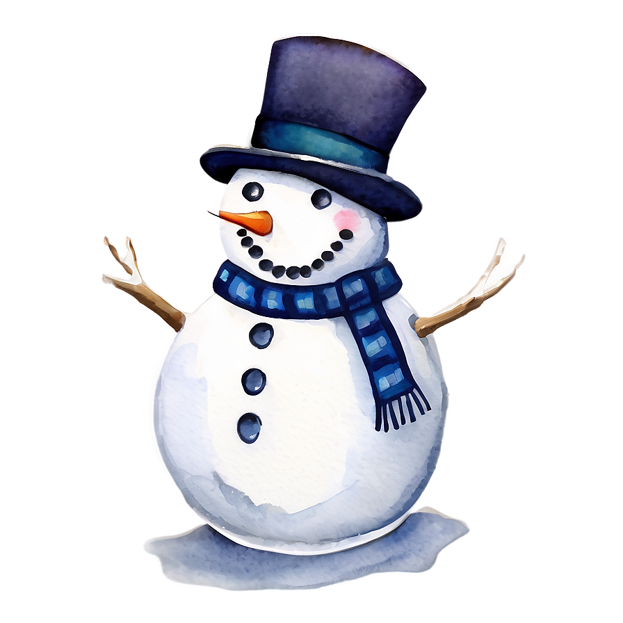 Watercolor Snowman Painting Png 84