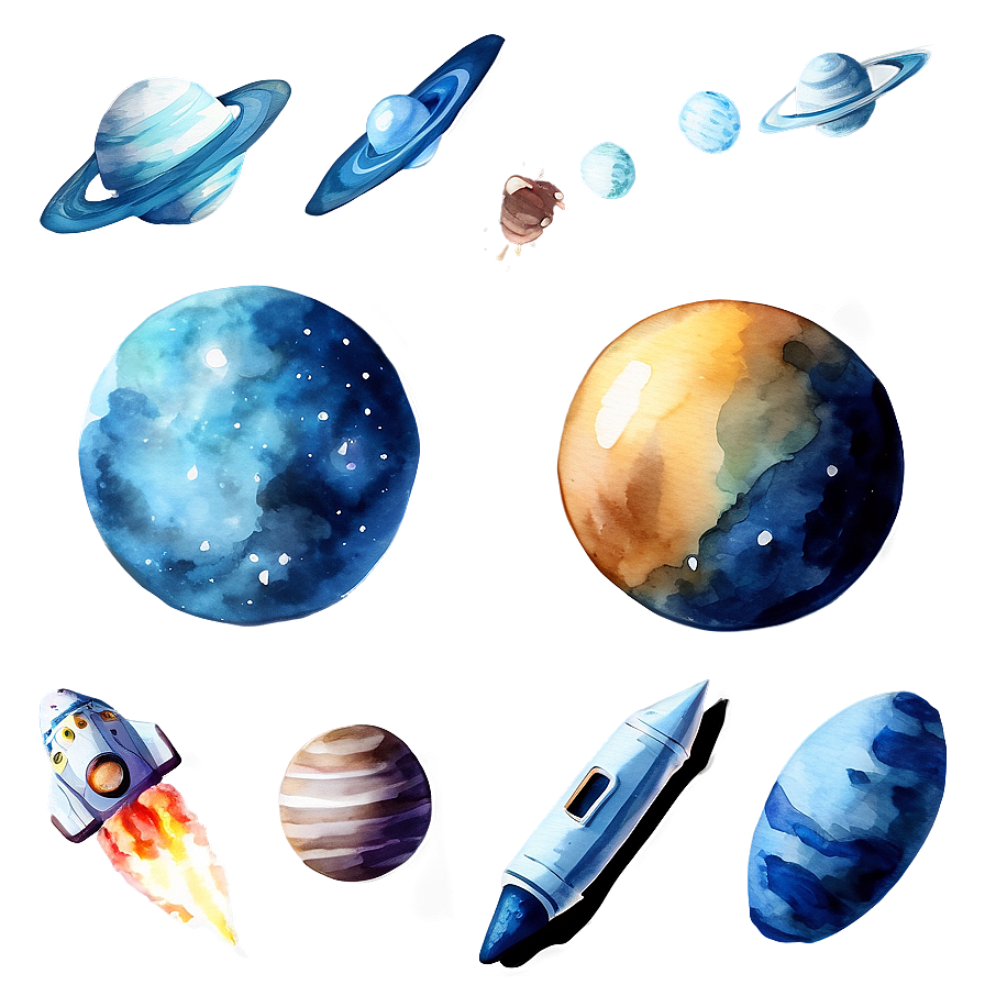 Watercolor Space Elements Png 53