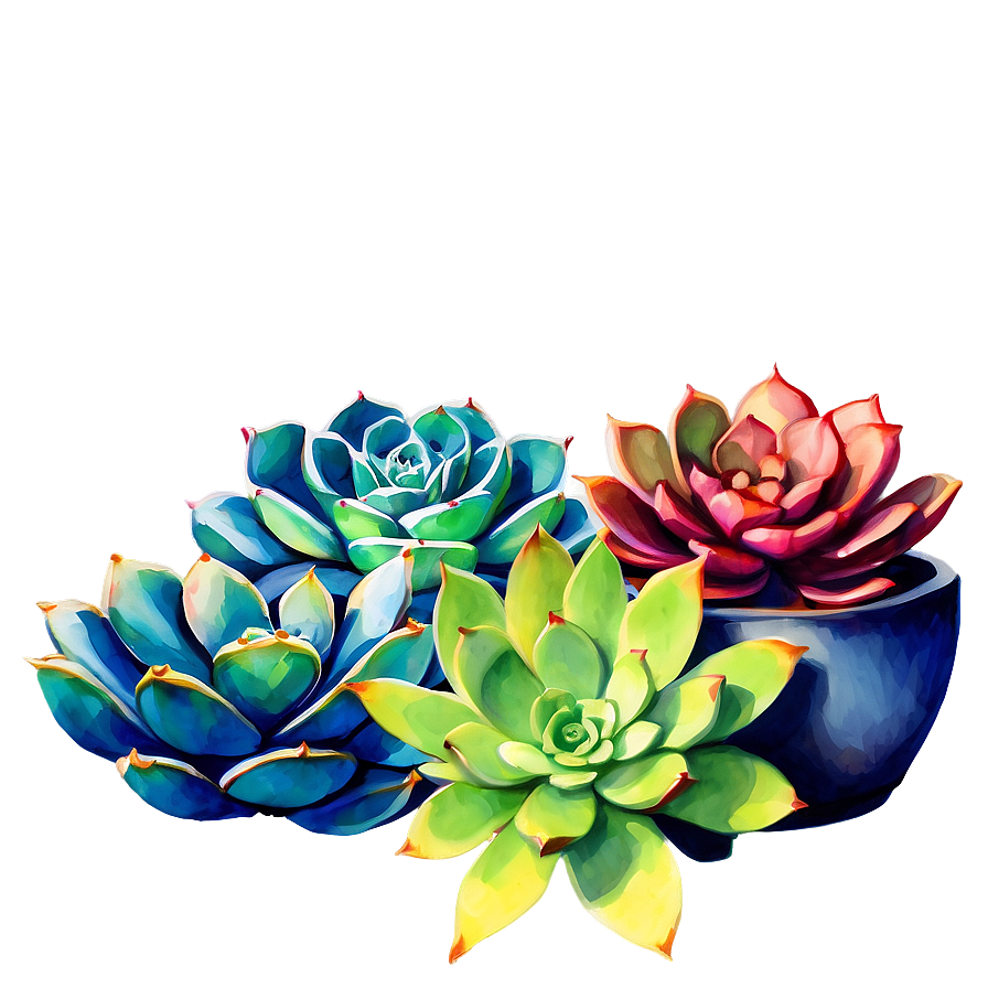 Watercolor Succulents Art Png Odo18