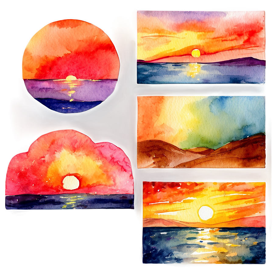 Watercolor Sunsets And Sunrises Png 05032024