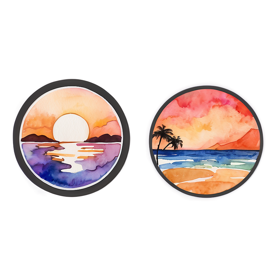 Watercolor Sunsets And Sunrises Png Aau34