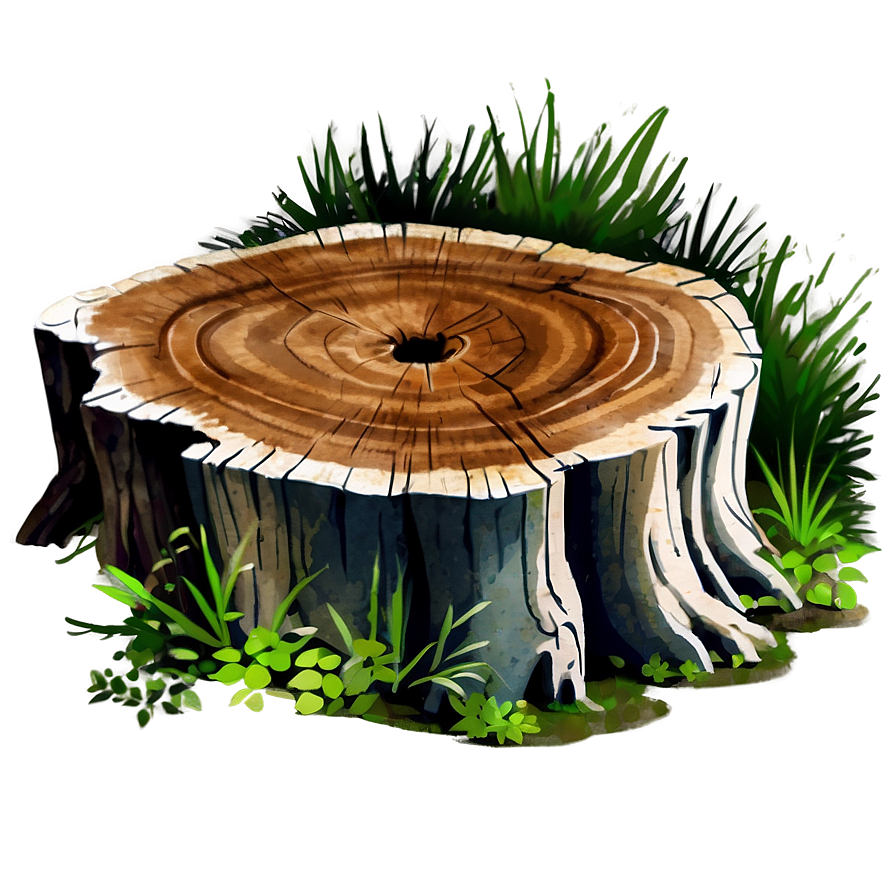 Watercolor Tree Stump Png 10