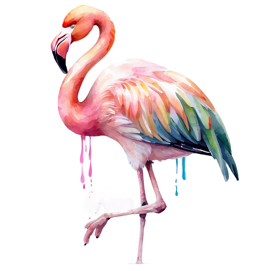 Watercolor Tropical Flamingo Scene Png Wji