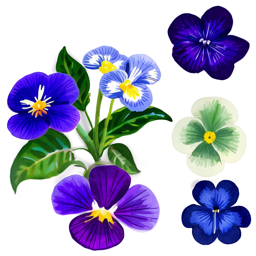 Watercolor Violet Flowers Png Qyr