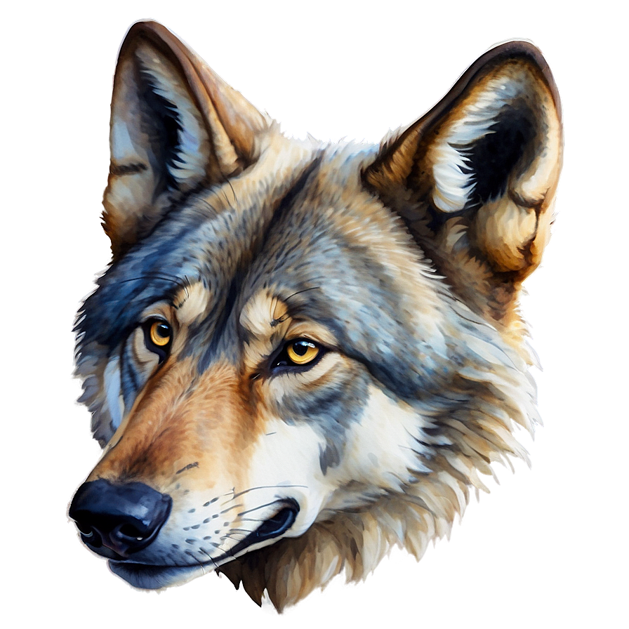 Watercolor Wolf Head Painting Png 21