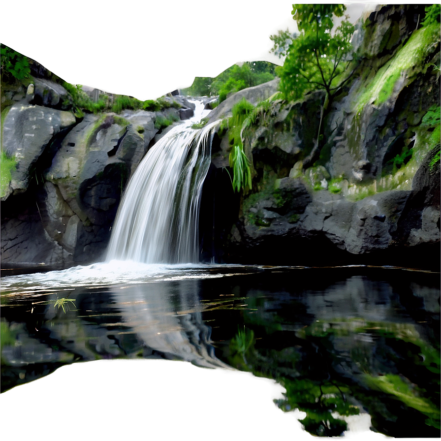 Waterfall And Reflective Lake Png 05212024