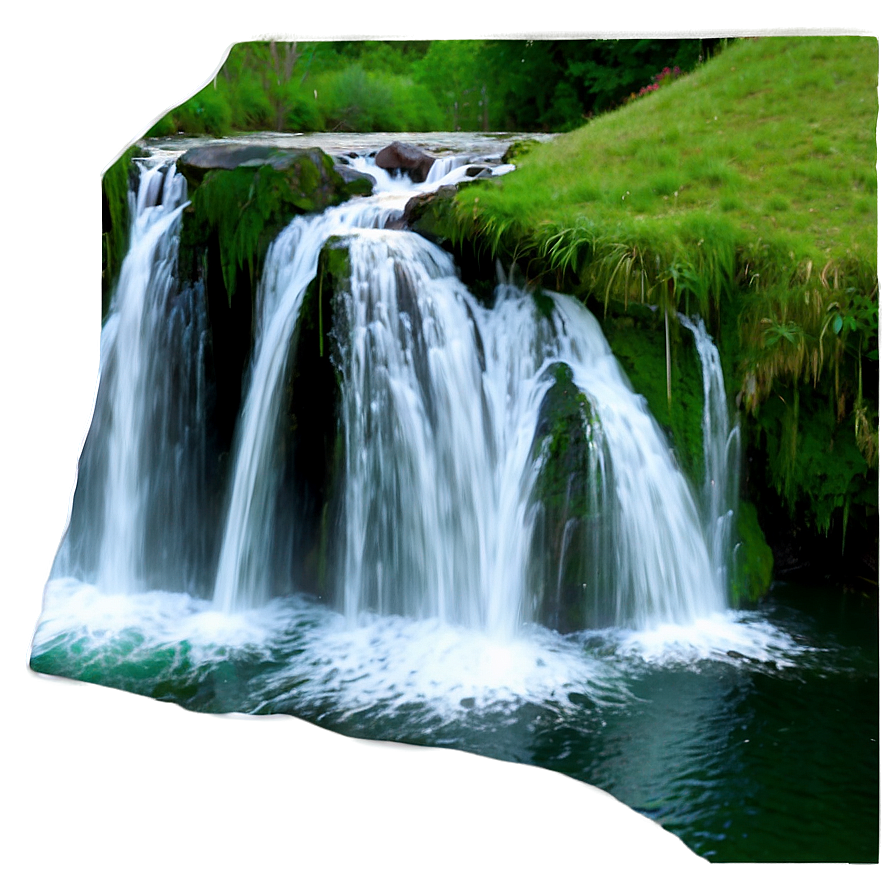 Waterfall And Reflective Lake Png 79