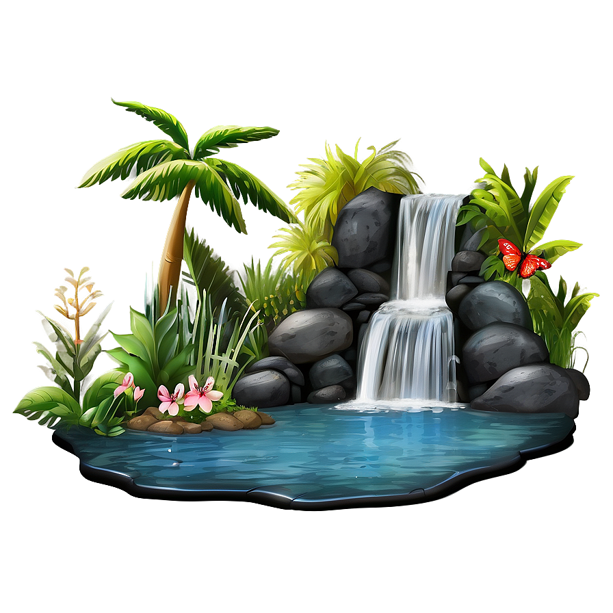 Waterfall And Wildlife Scene Png 05212024