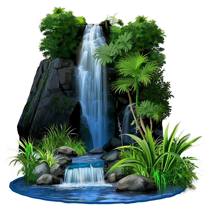 Waterfall And Wildlife Scene Png 05212024
