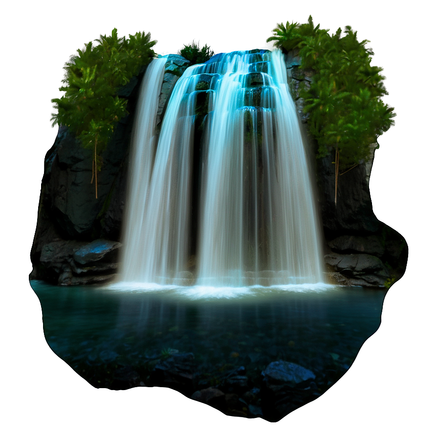 Waterfall By The Moonlit Night Png 05212024