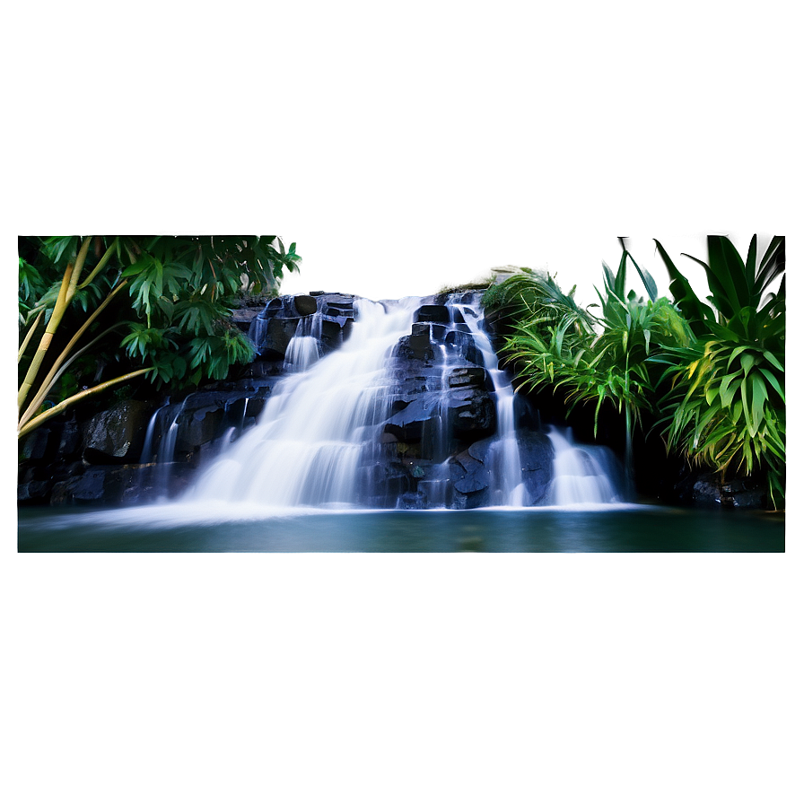 Waterfall By The Moonlit Night Png Fdc