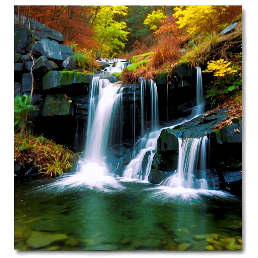 Waterfall In Autumn Forest Png 40