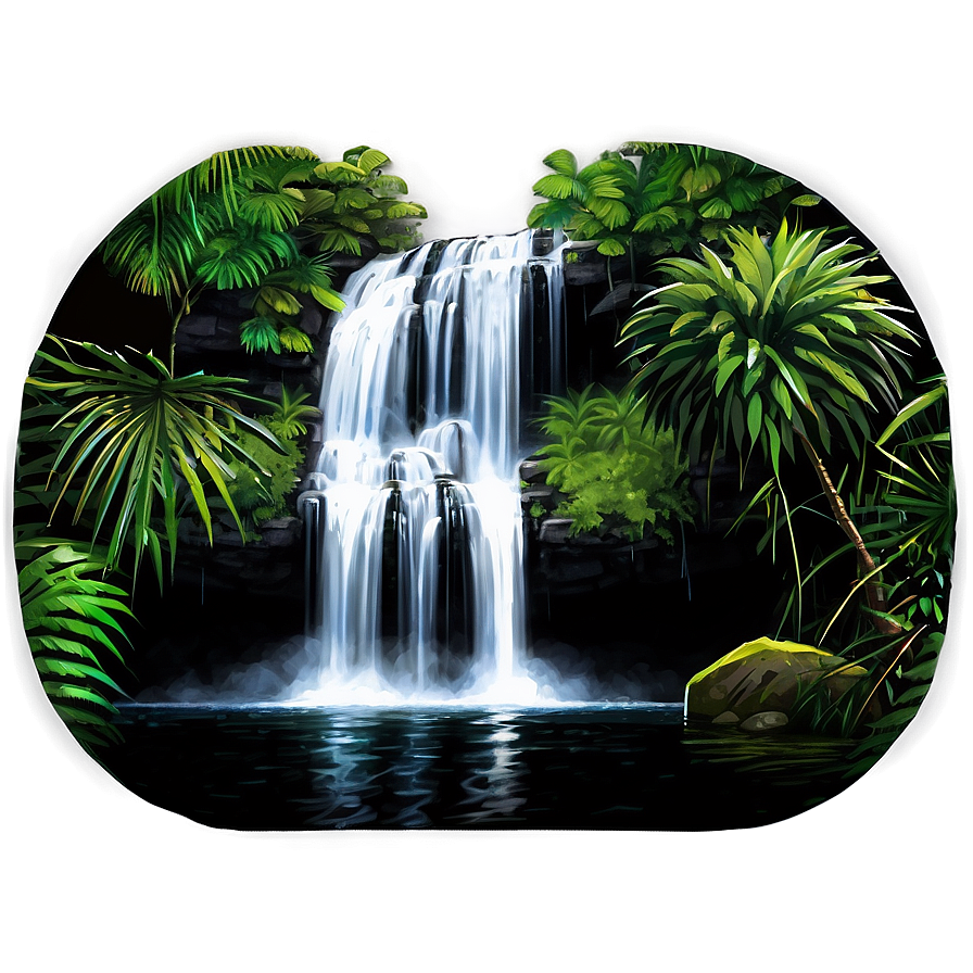Waterfall In Deep Forest Png 05212024