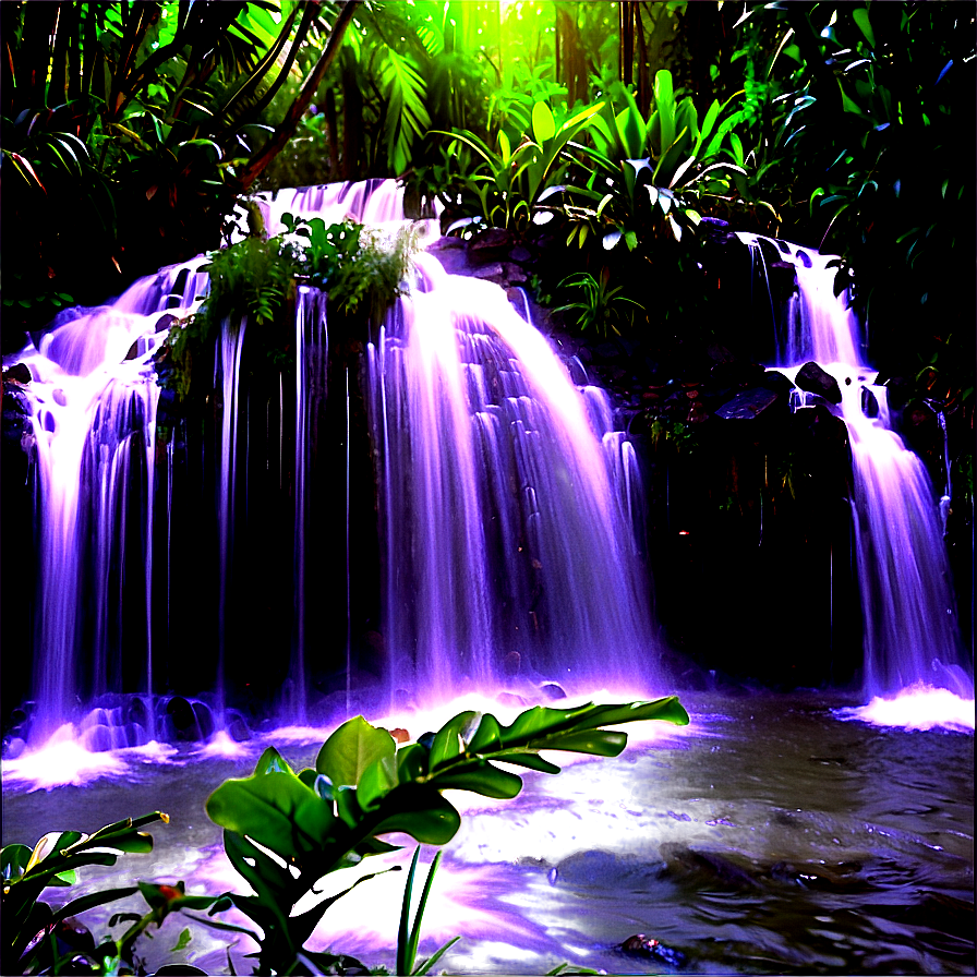 Waterfall In Dense Jungle Png Hrl