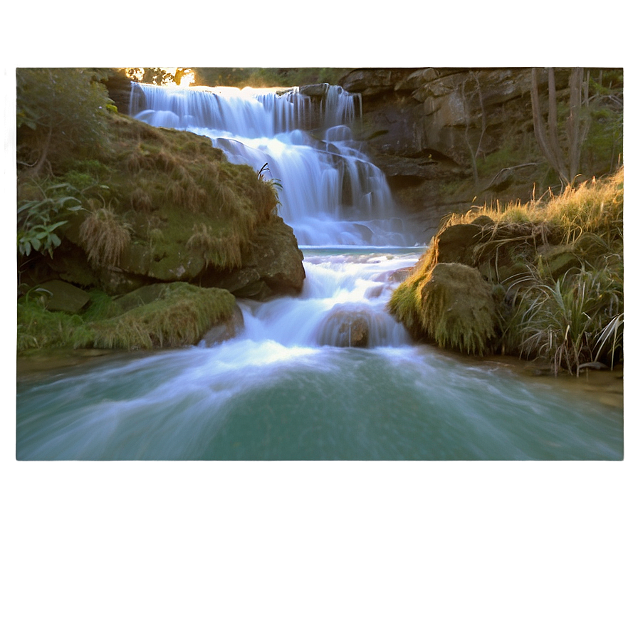 Waterfall In Golden Hour Light Png Iwe66