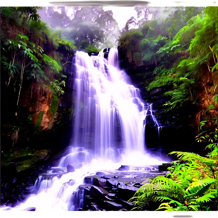 Waterfall In Misty Morning Png 05212024