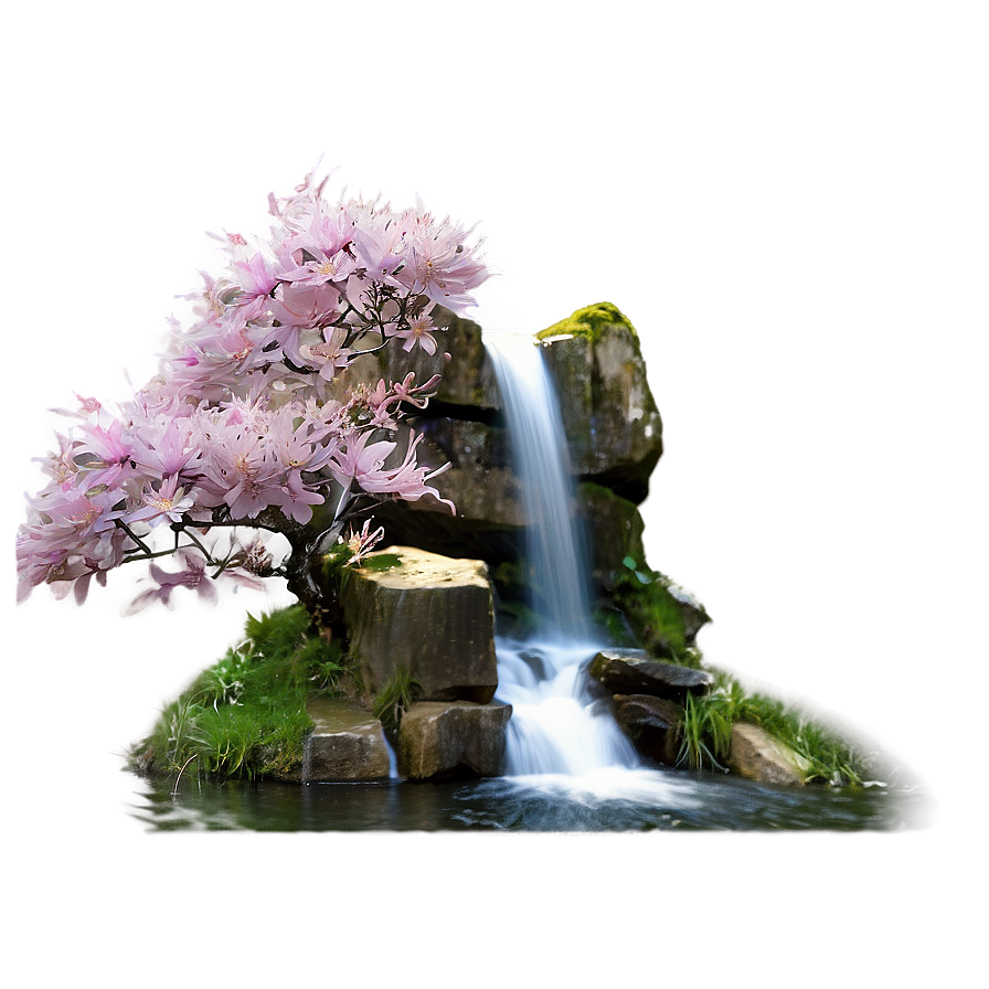 Waterfall In Spring Bloom Png Nuo