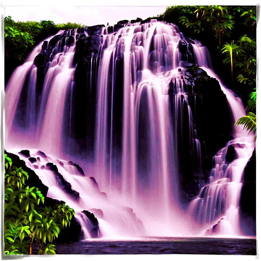 Waterfall In Volcanic Landscape Png 26