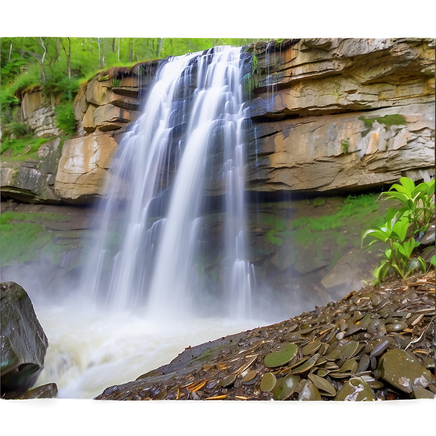 Waterfall Splashing On Rocky Cliff Png 57