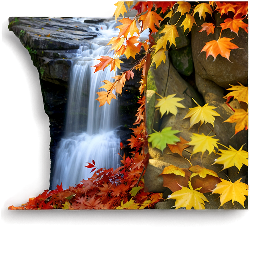 Waterfall Through Autumn Leaves Png 1