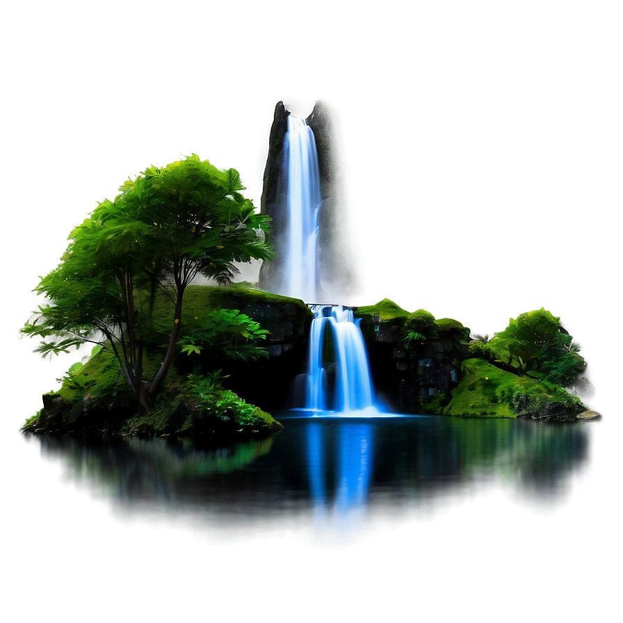 Waterfall Under Moonlight Png Urq